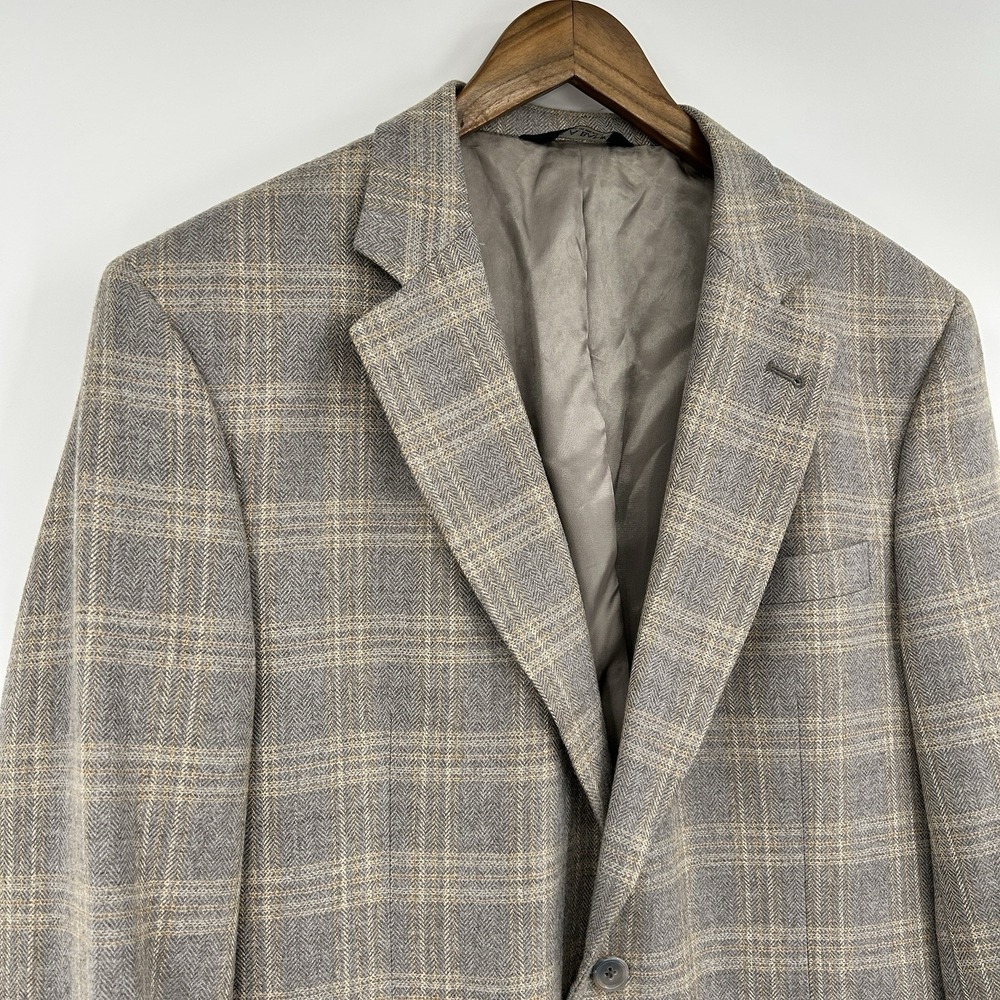 Jos A Bank Wool Glen Plaid Sport Coat Blazer Men 42L Brown Ivy Style Academia